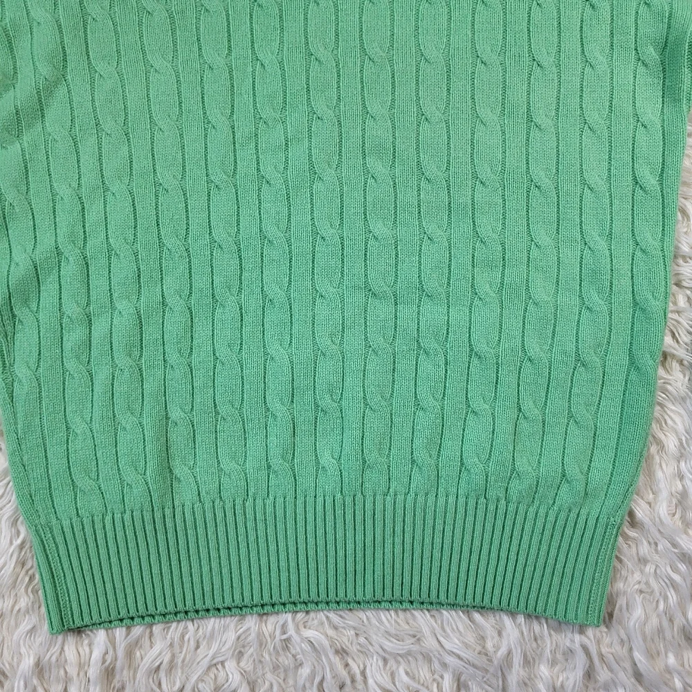 Peter Millar 100% Cashmere Green Cable Knit Sweater Size Large - Picture 11 of 14
